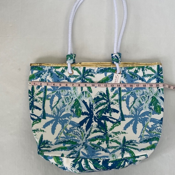Top It Off Catalina Tote Bag Tropical Palm Print Tote Bag Blue and Green - Picture 10 of 15